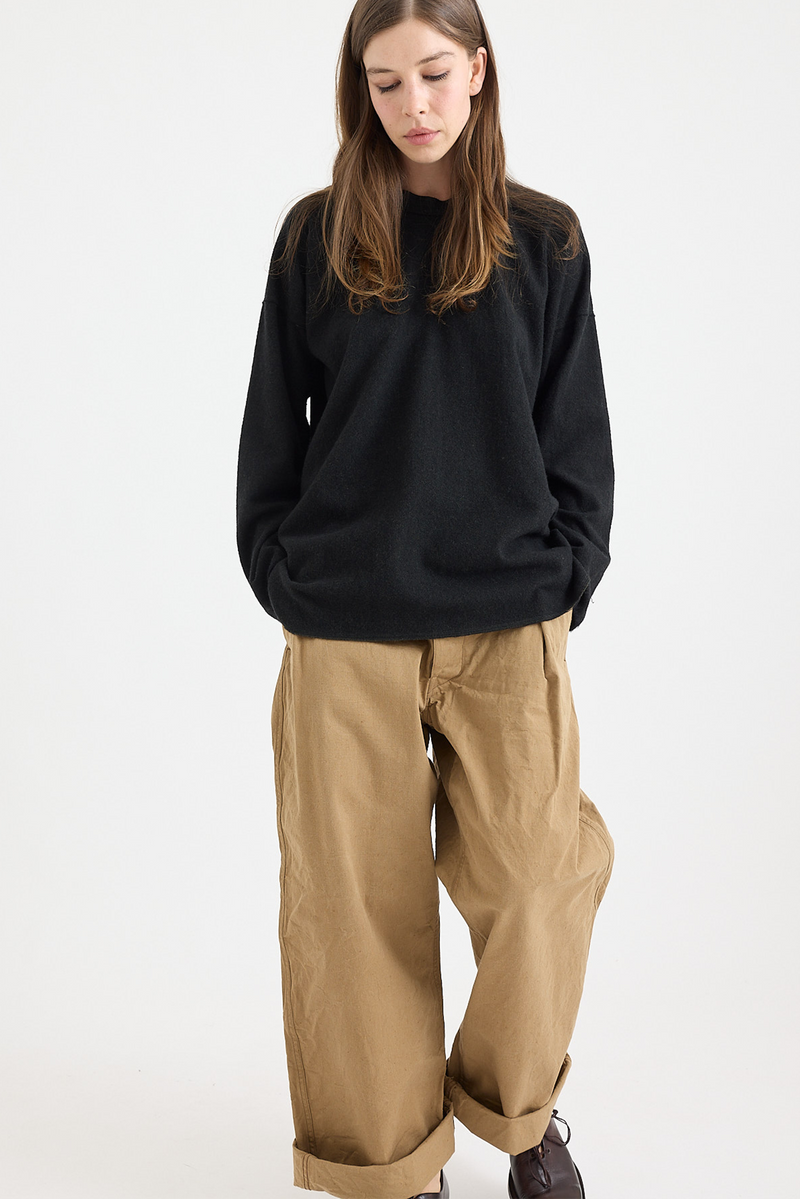 Kaval - One Tuck Buckle Pants - Natural Chino