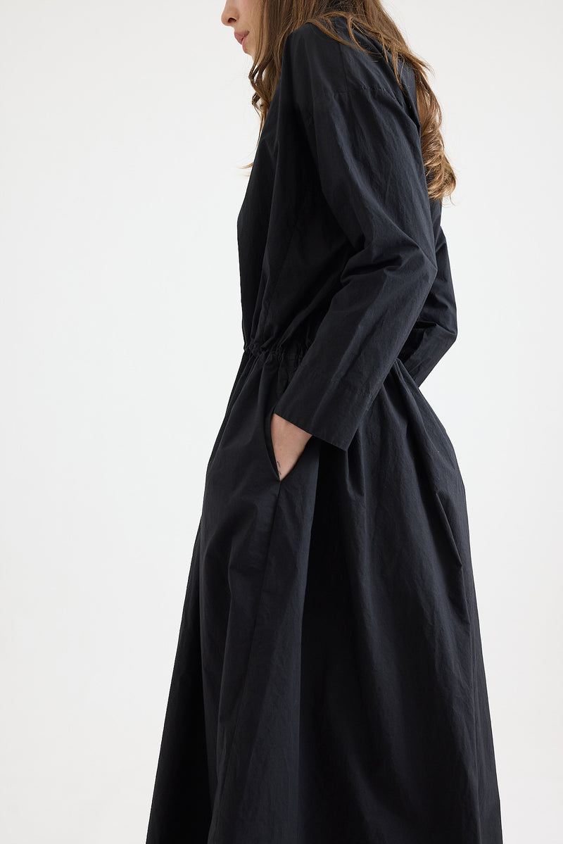 Kaval - Stand Collar Pullover Dress - Typewriter Cotton