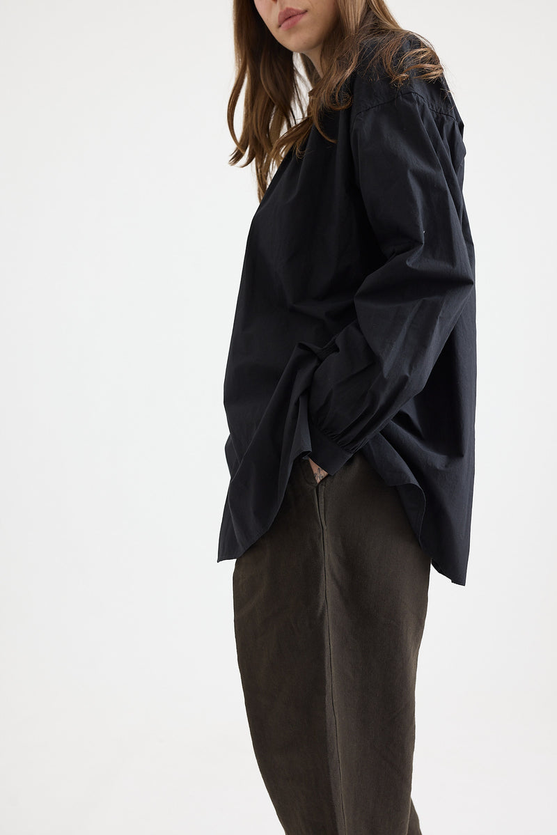 Kaval - Wide Gather Blouse - Typewriter Cotton