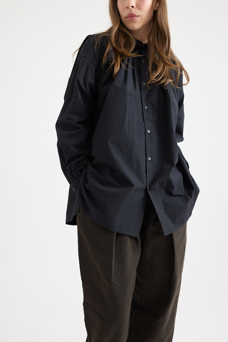 Kaval - Wide Gather Blouse - Typewriter Cotton