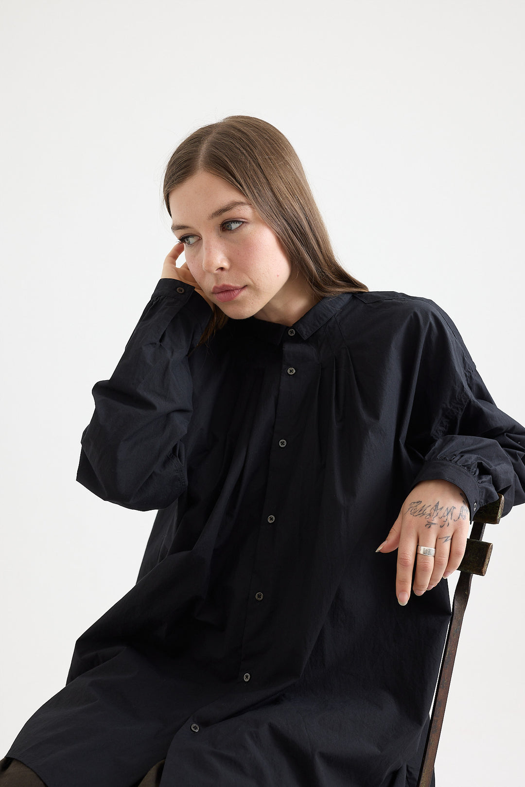 Kaval - Wide Gather Blouse - Typewriter Cotton