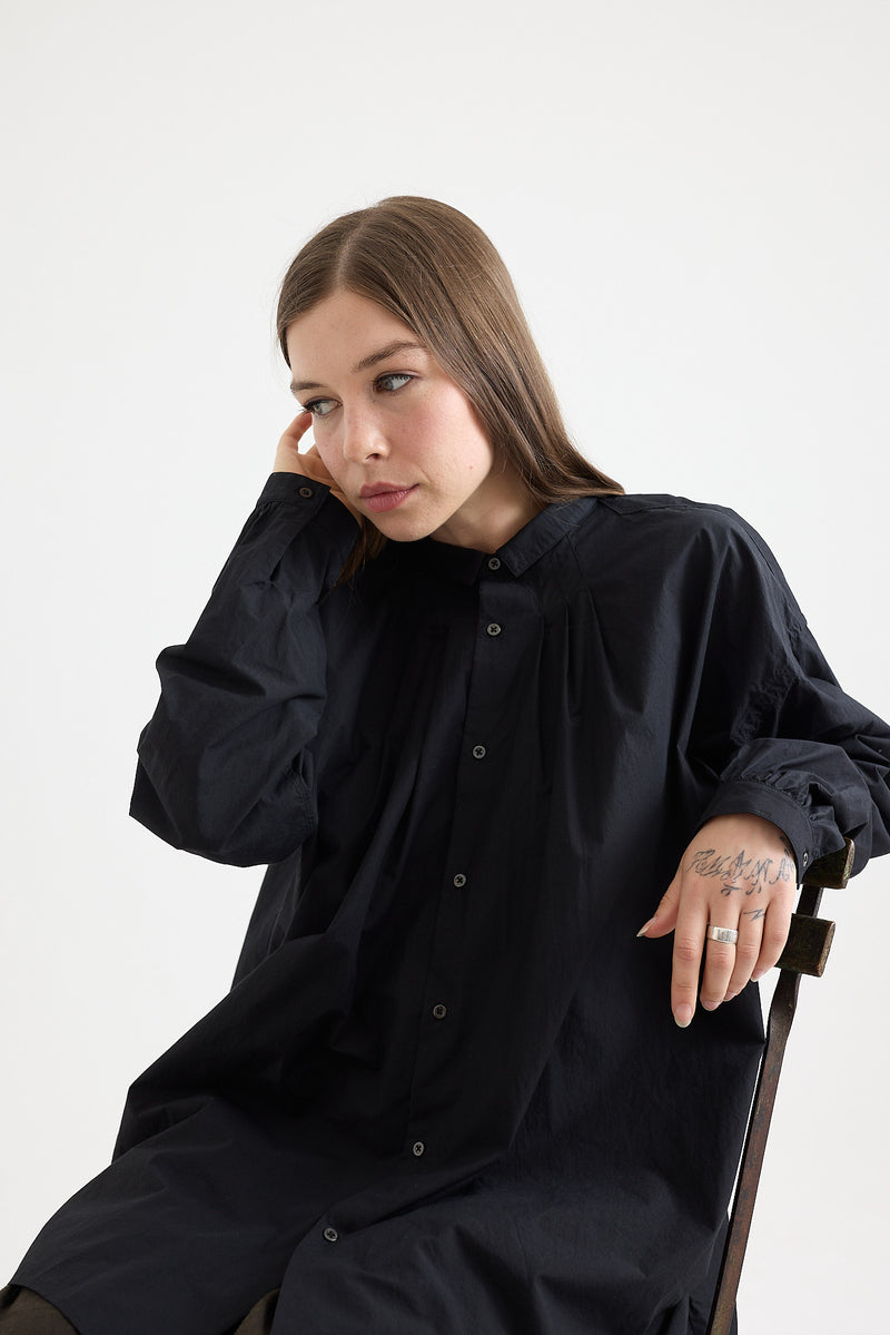 Kaval - Wide Gather Blouse - Typewriter Cotton