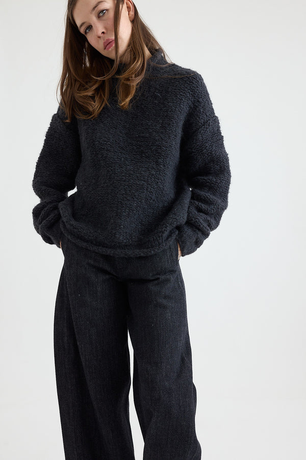 Lauren Manoogian - Handknit Purl Rollneck - Ink
