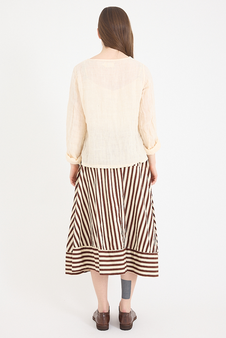 Metta - Ash A-line Skirt - Coco Stripe Cotton Twill