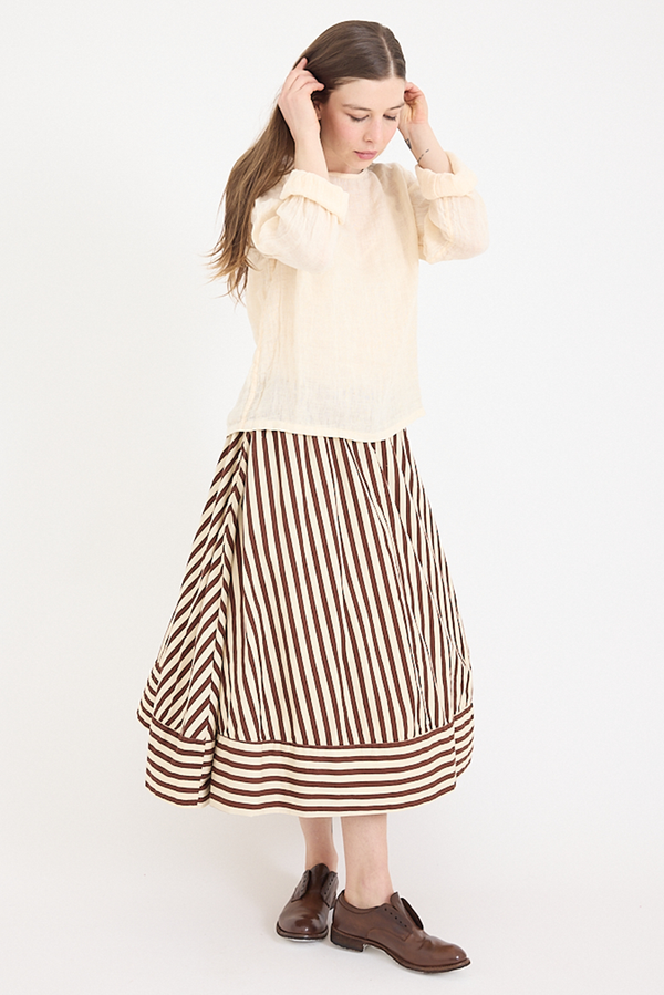 Metta - Ash A-line Skirt - Coco Stripe Cotton Twill