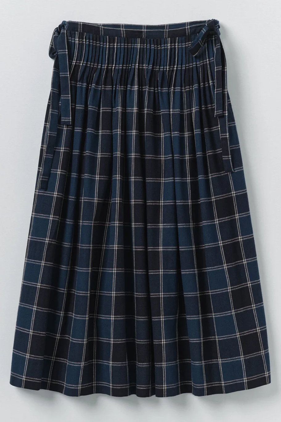 Toast - Market Check Pleated Cotton Linen Skirt