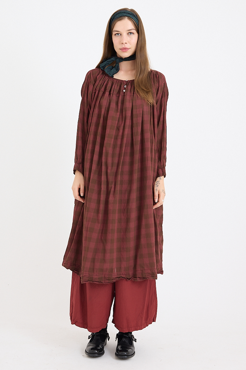 Metta - Elle Gathered Dress - Cotton Voile Check