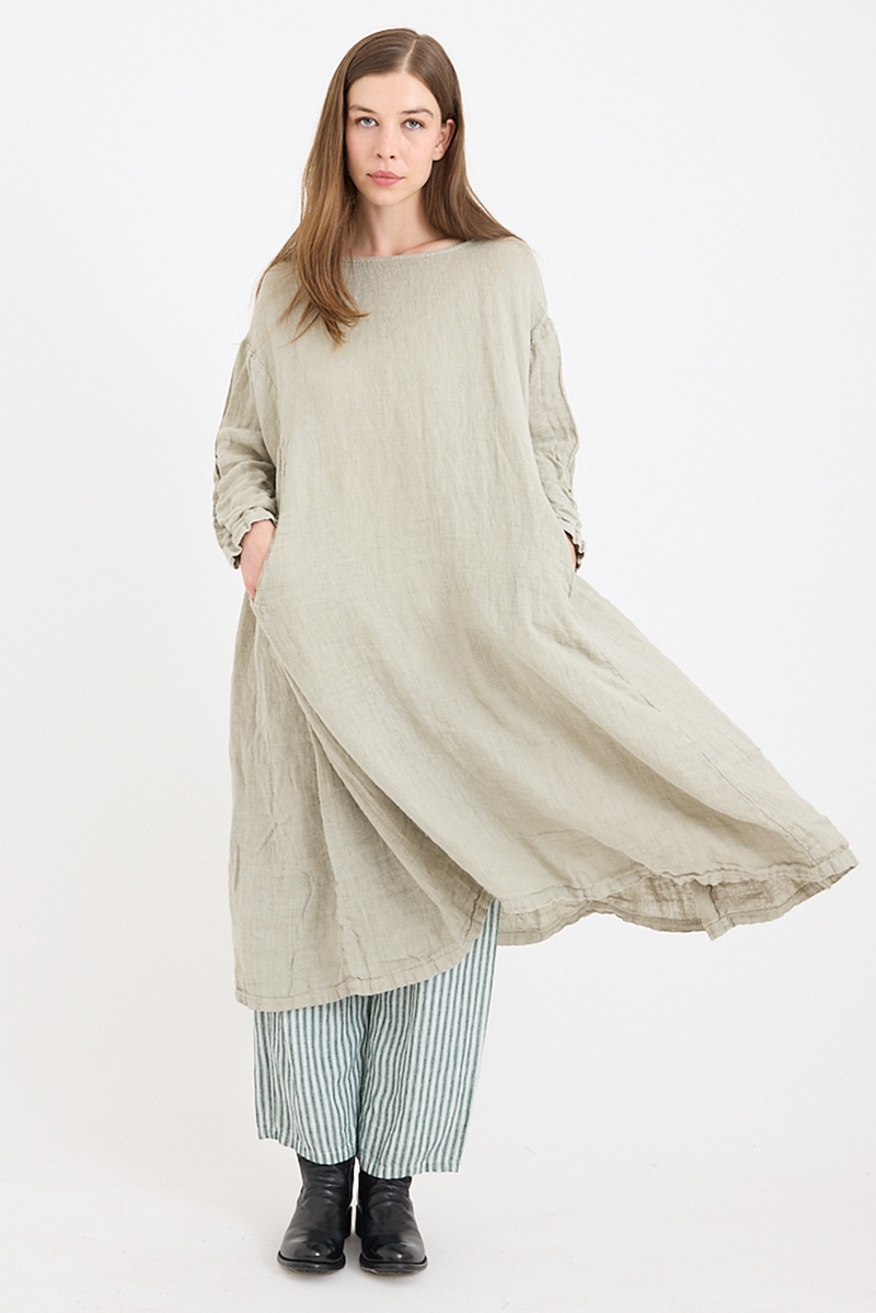 rustic linen dress Robe 'Zlata' en lin brod brique tile / L/XL
