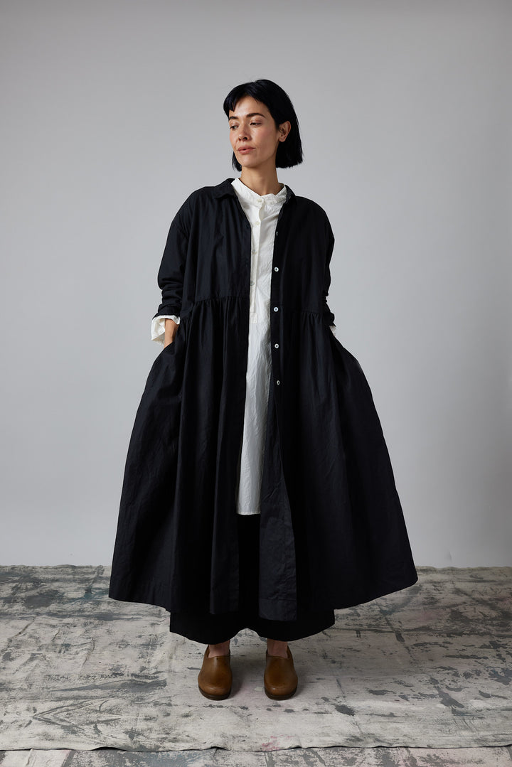 Metta - Oak Gathered Waist Dress - Cotton Twill