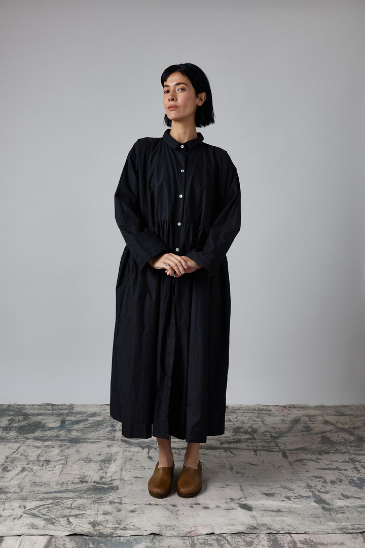 Metta - Oak Gathered Waist Dress - Cotton Twill