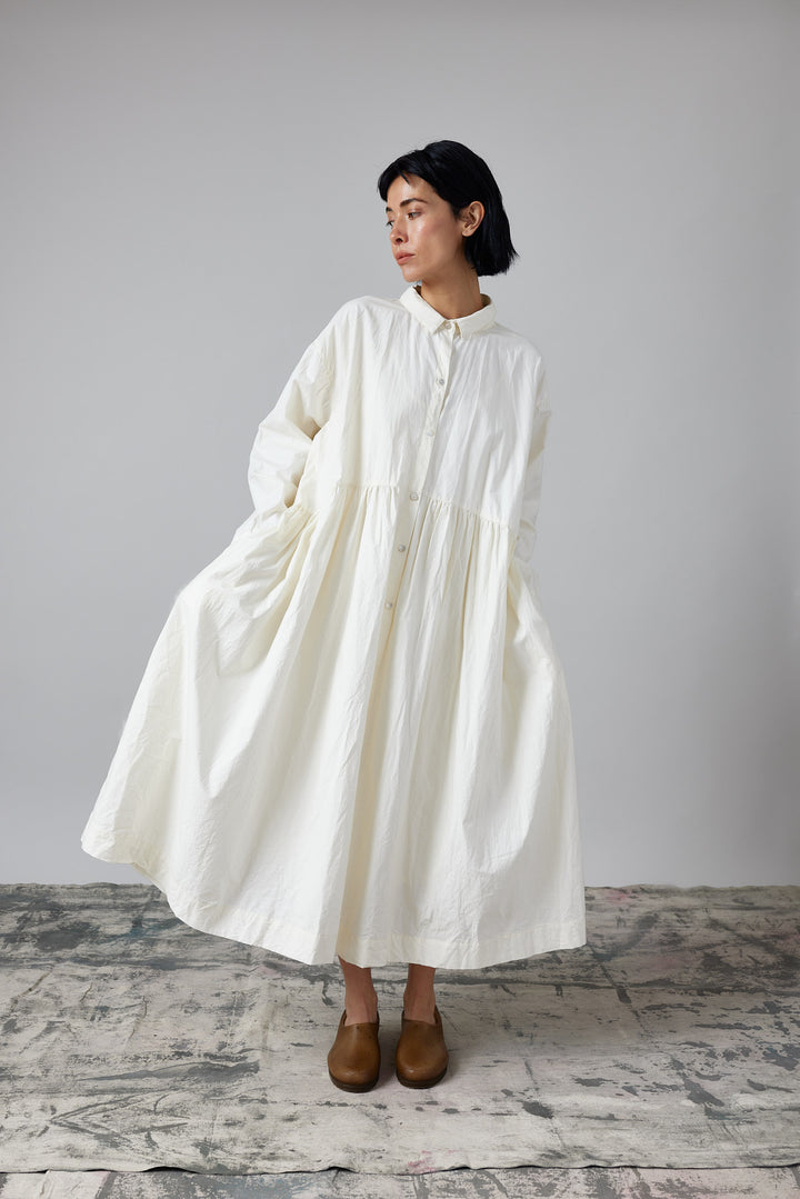 Metta - Oak Gathered Waist Dress - Cotton Twill