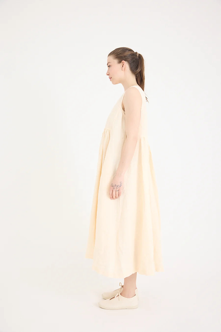 Metta - Dahlia Square Neck Dress - Light Linen