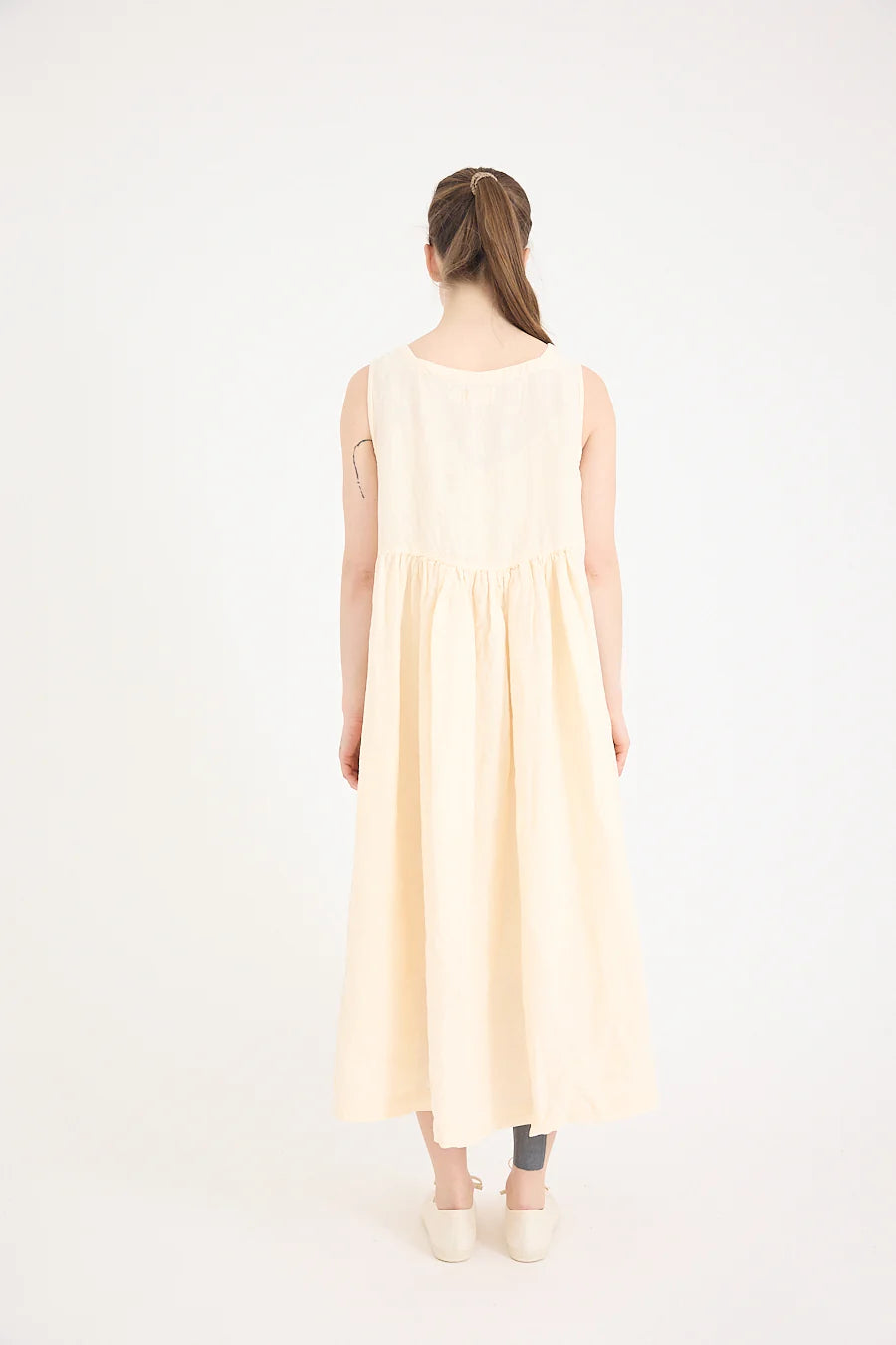 Metta - Dahlia Square Neck Dress - Light Linen