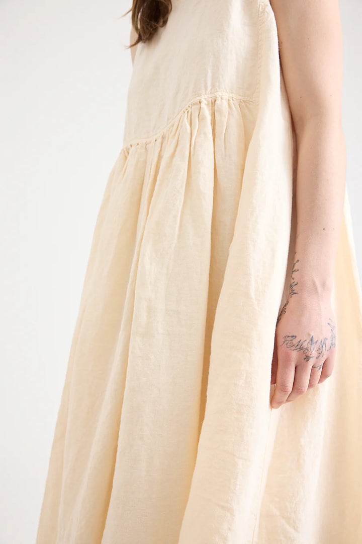 Metta - Dahlia Square Neck Dress - Light Linen