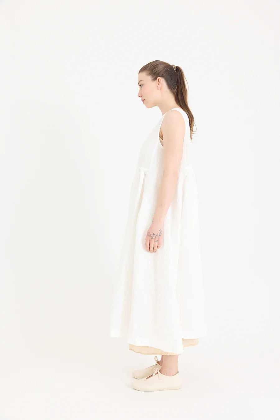 Metta - Dahlia Square Neck Dress - Light Linen