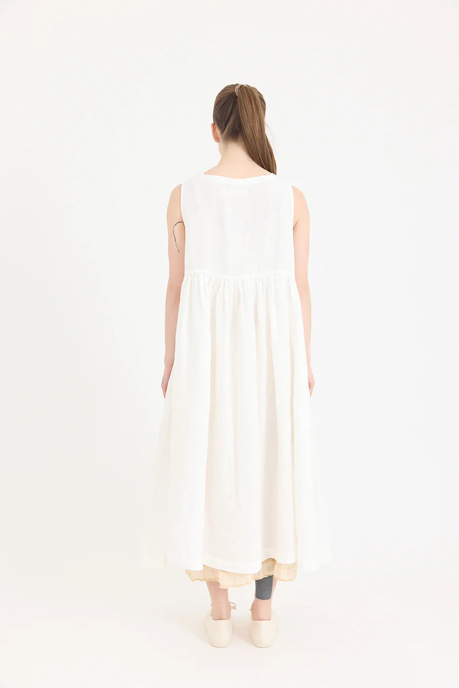 Metta - Dahlia Square Neck Dress - Light Linen