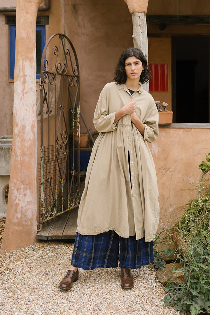 Metta - Oak Gathered Waist Dress - Cotton Twill