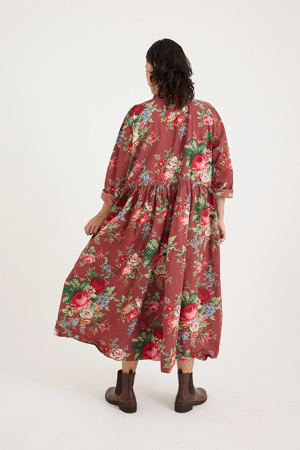Metta - Oak Gathered Waist Dress - Sunset Garden Chintz