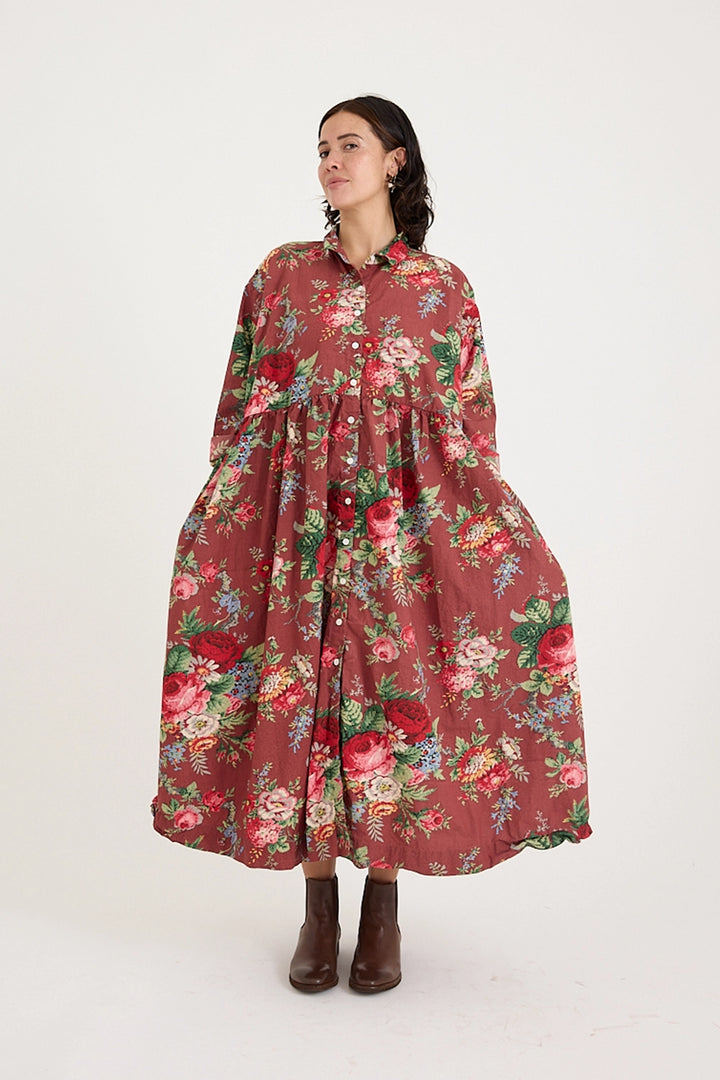 Metta - Oak Gathered Waist Dress - Sunset Garden Chintz
