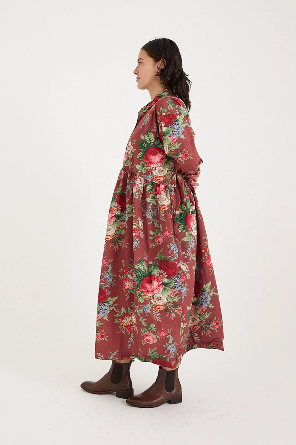 Metta - Oak Gathered Waist Dress - Sunset Garden Chintz