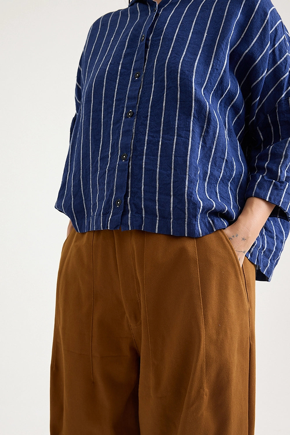 Metta - Rae Shirt - Pinstripe Linen