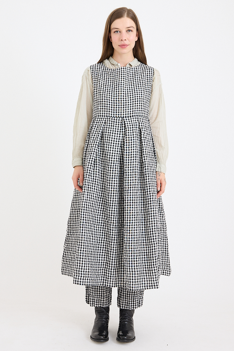 Metta - Lucille Dress - Black & White Gingham Check Linen