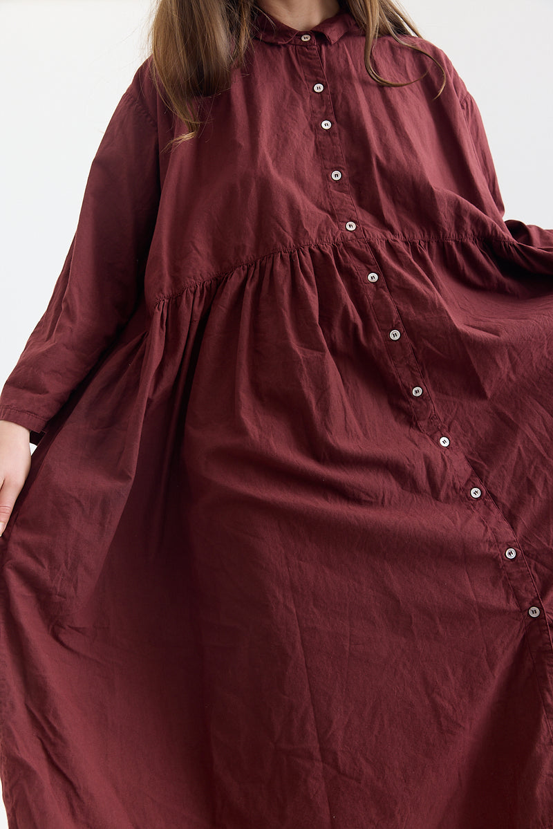 Metta - Oak Gathered Waist Dress - Cotton Twill