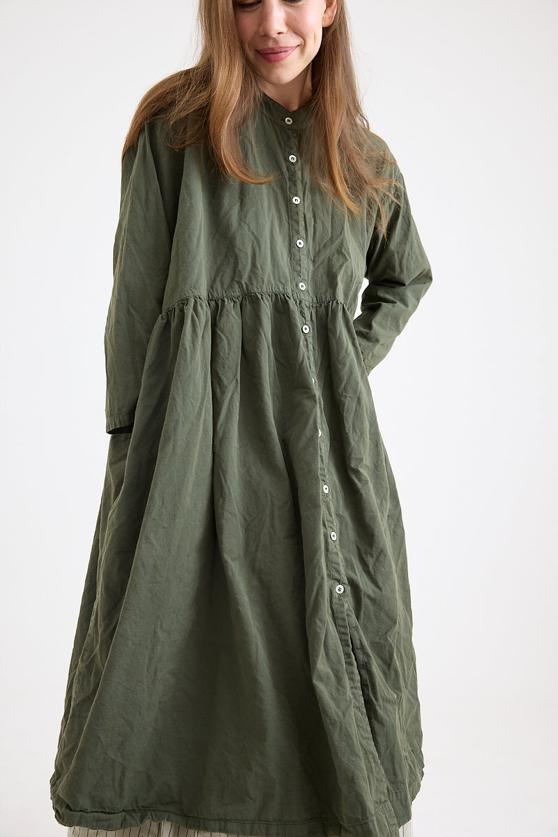 Metta - Oak Gathered Waist Dress - Cotton Twill