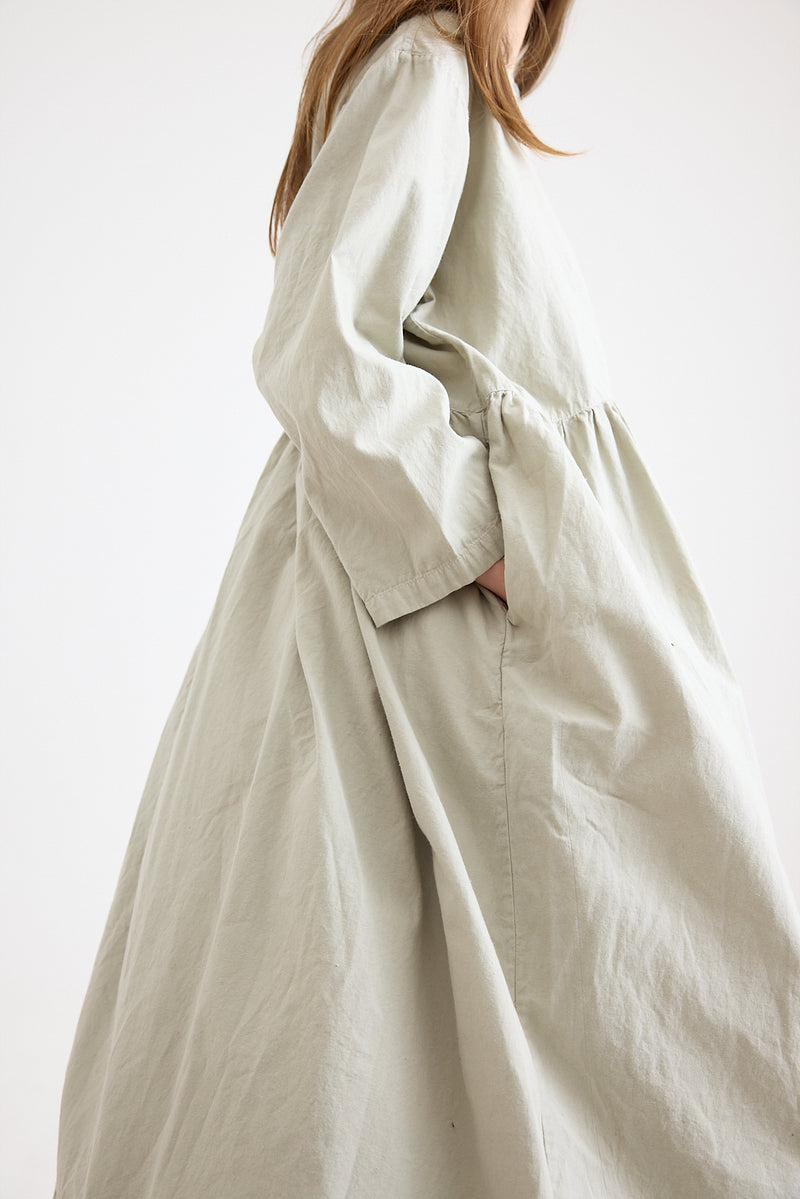 Metta - Oak Gathered Waist Dress - Cotton Twill