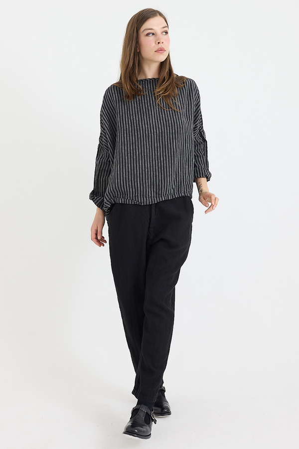 Metta - Sailor Boxy Top - Light Linen Ticking Stripe