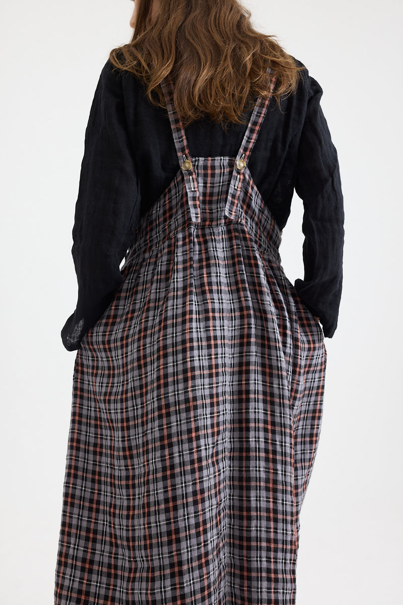 Metta - Thea Apron Dress - Brushed Linen Check