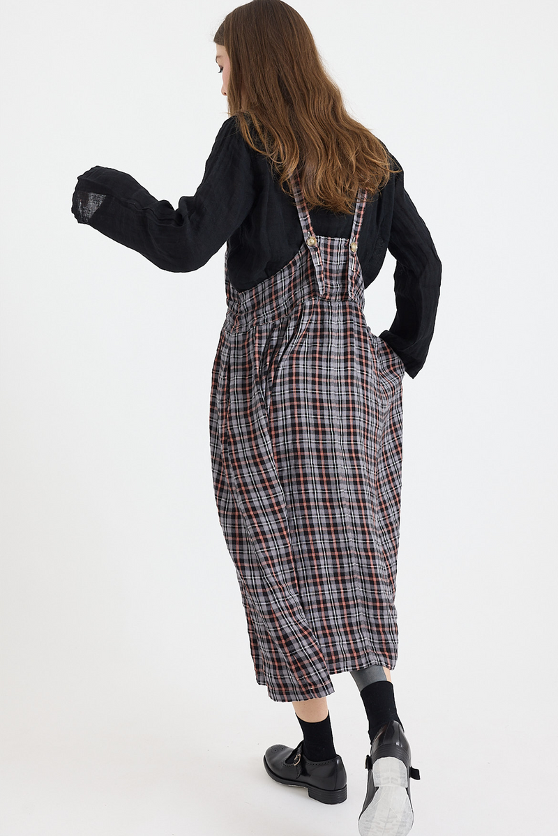 Metta - Thea Apron Dress - Brushed Linen Check