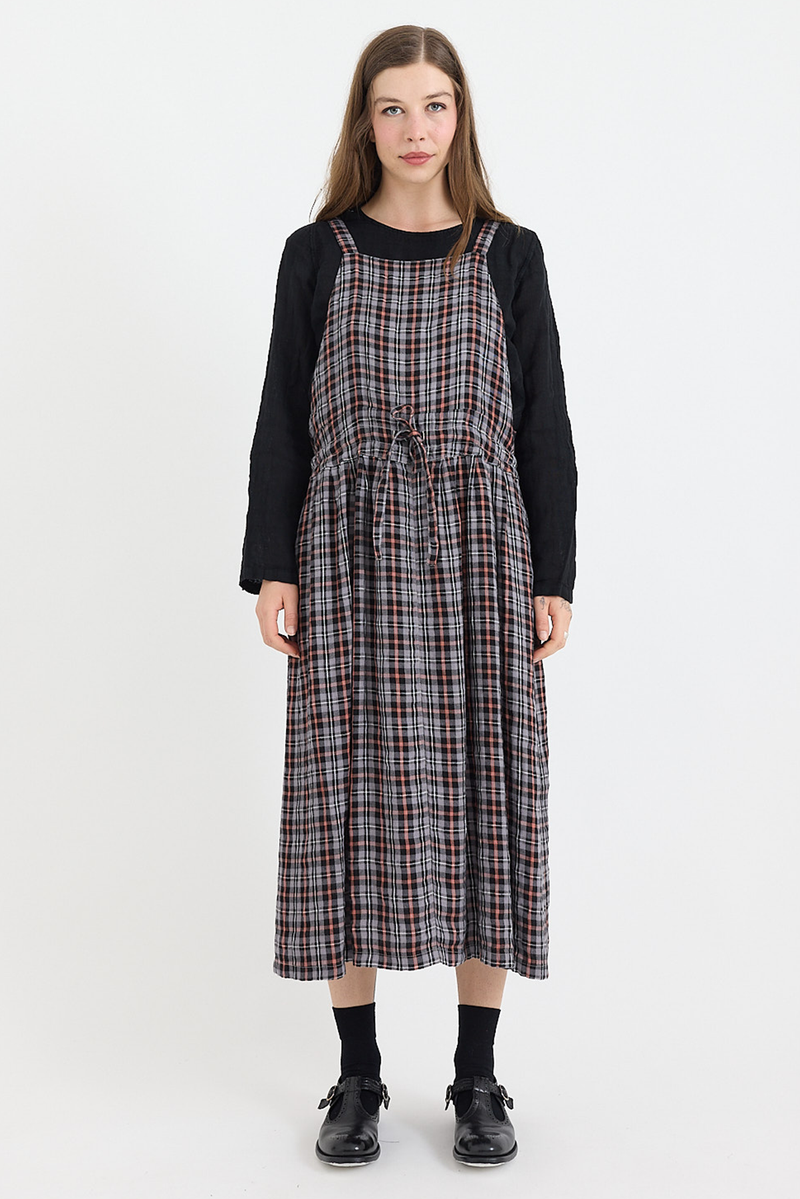 Metta - Thea Apron Dress - Brushed Linen Check