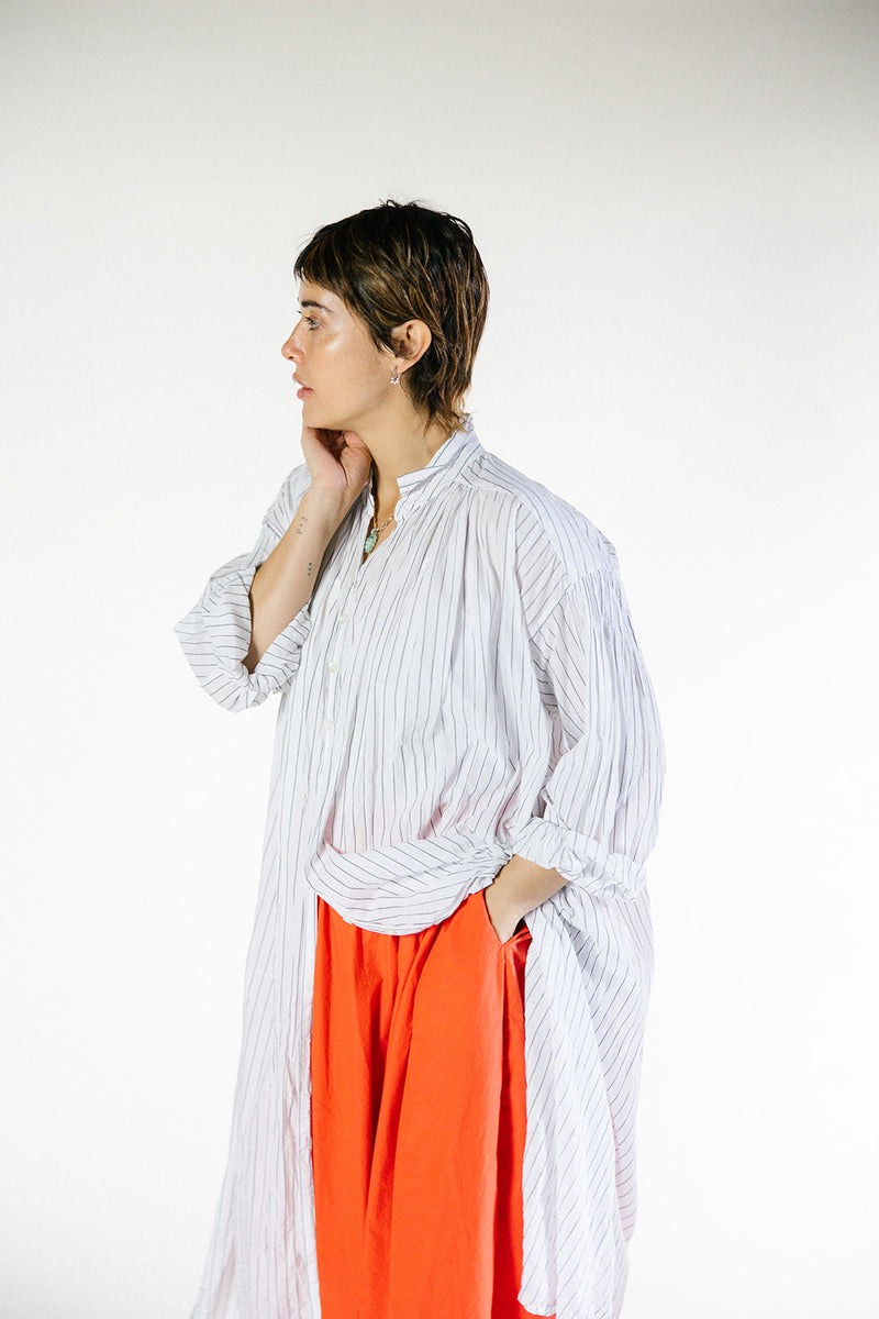 Metta - Bernadette Dress - White Stripe Cotton Voile