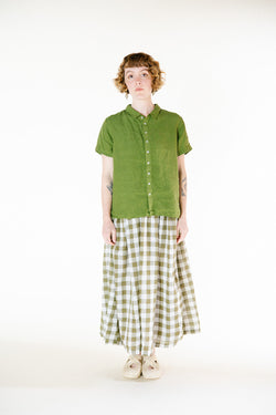 Metta - Ulla Skirt Olive Check - Double Cotton Voile