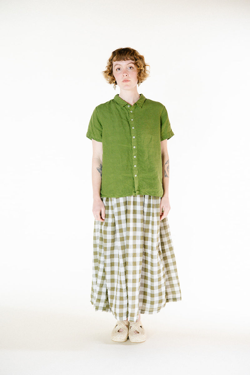 Metta - Ulla Skirt Olive Check - Double Cotton Voile