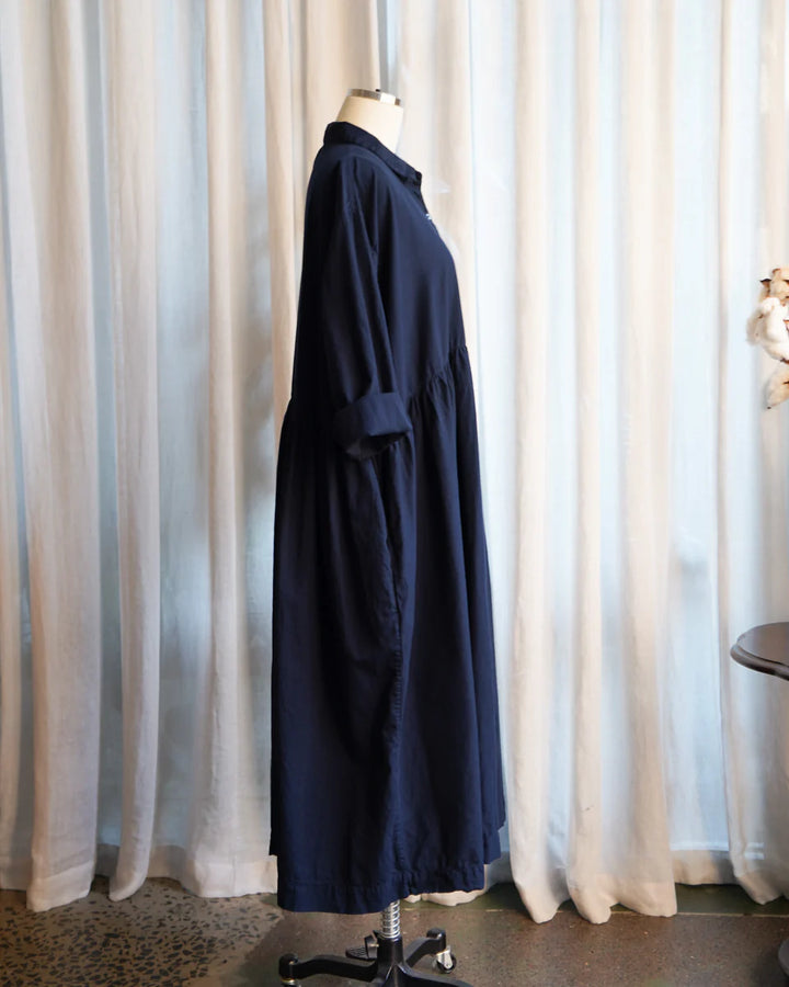 Metta - Oak Gathered Waist Dress - Cotton Twill