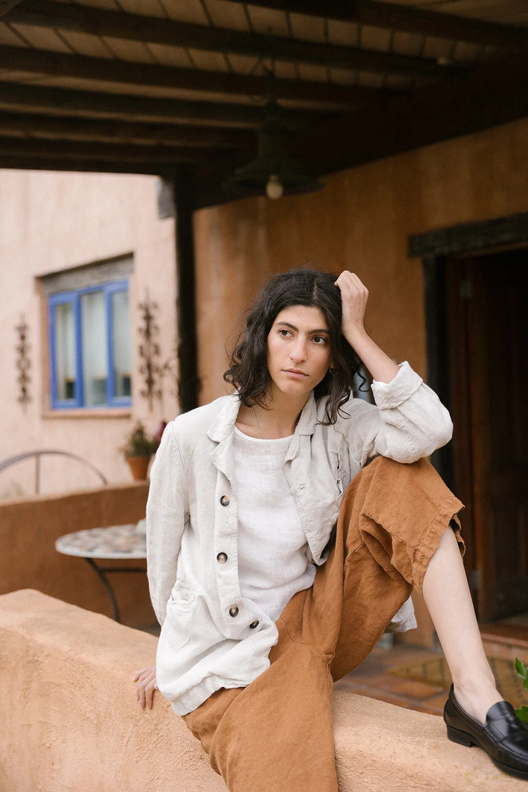 Metta - Frankie Peg Pant with Zipper - Mid Weight Linen