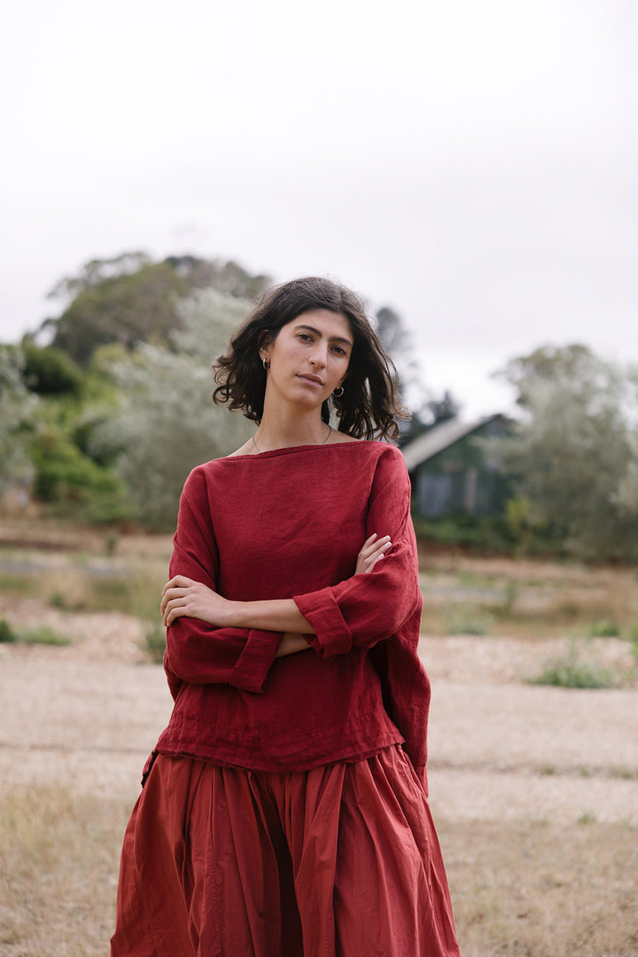 Metta - Sailor Boxy Top - Light Linen