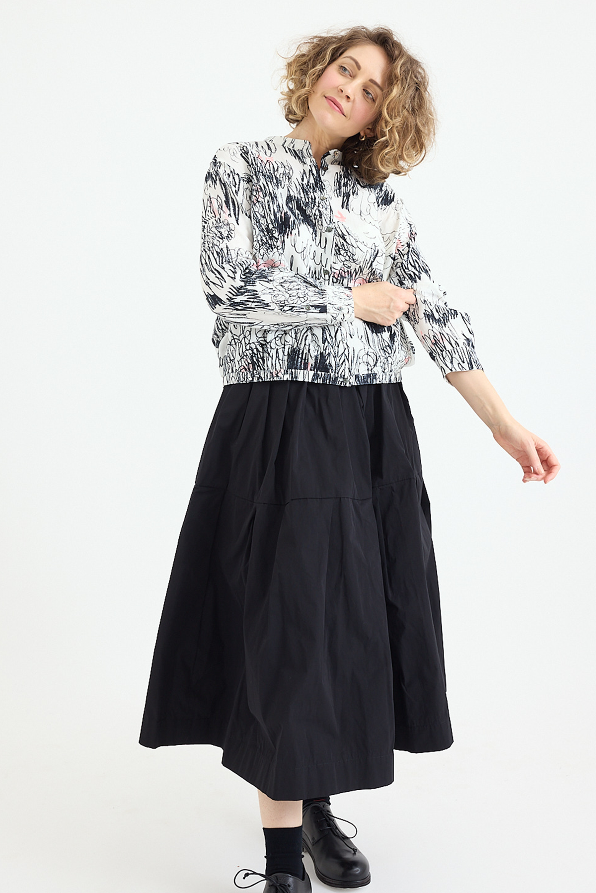 スカート made in japan mina perhonen skirt ex Minä Perhonen - Papier Skirt - Black – Scarlet Jones