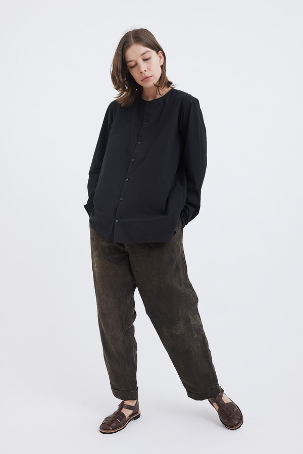 Kaval - No-Collar Plain Shirt  - Cotton