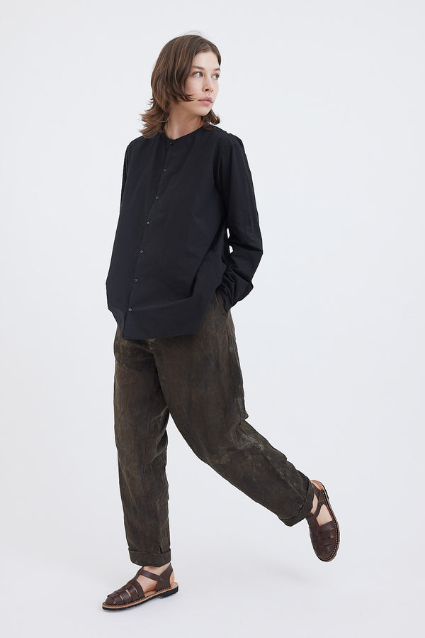 Kaval - No-Collar Plain Shirt  - Cotton