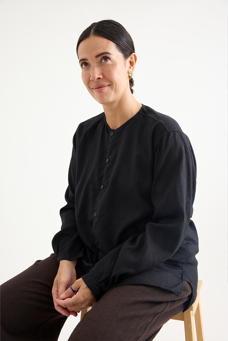 Kaval - No-Collar Plain Shirt