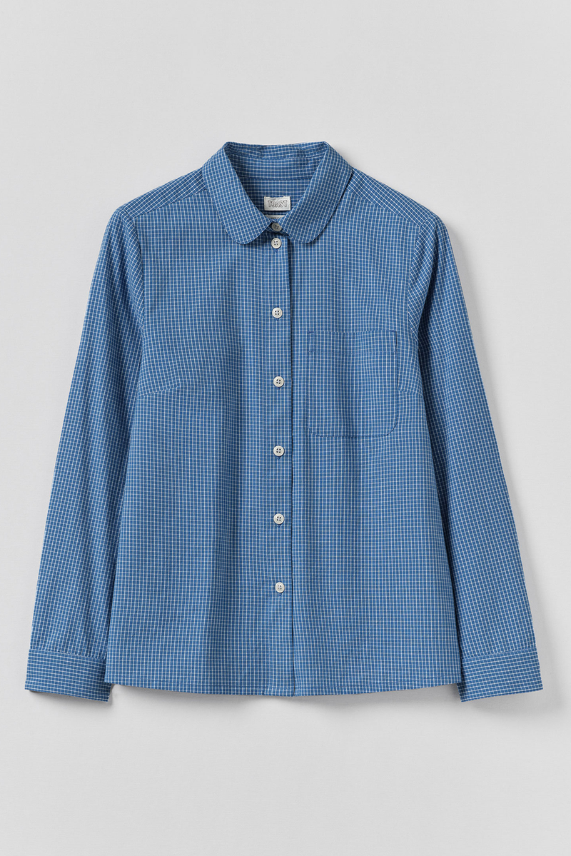 Toast - Ollie Check Shirt - Mid Blue