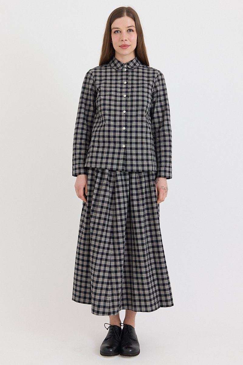 Toast - Ollie Binding Check Cotton Wool Shirt - Black/Ecru