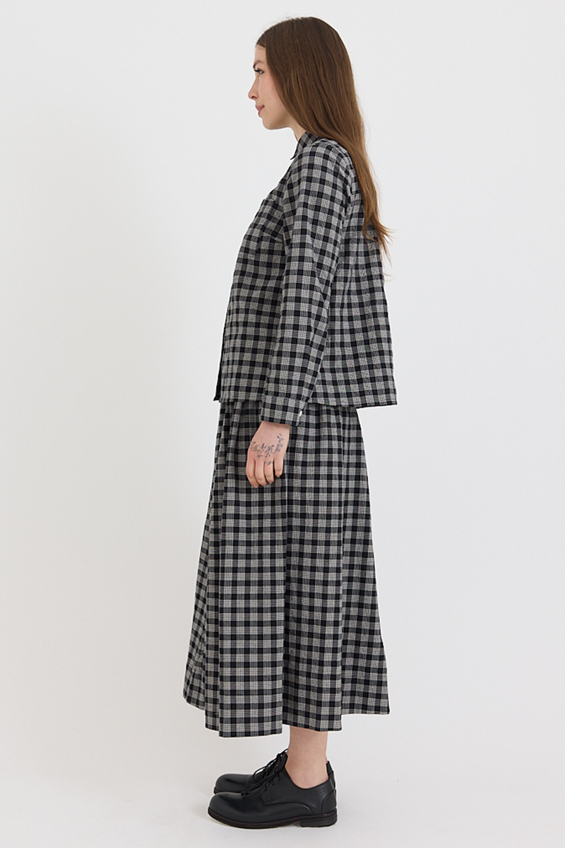 Toast - Ollie Binding Check Cotton Wool Shirt - Black/Ecru