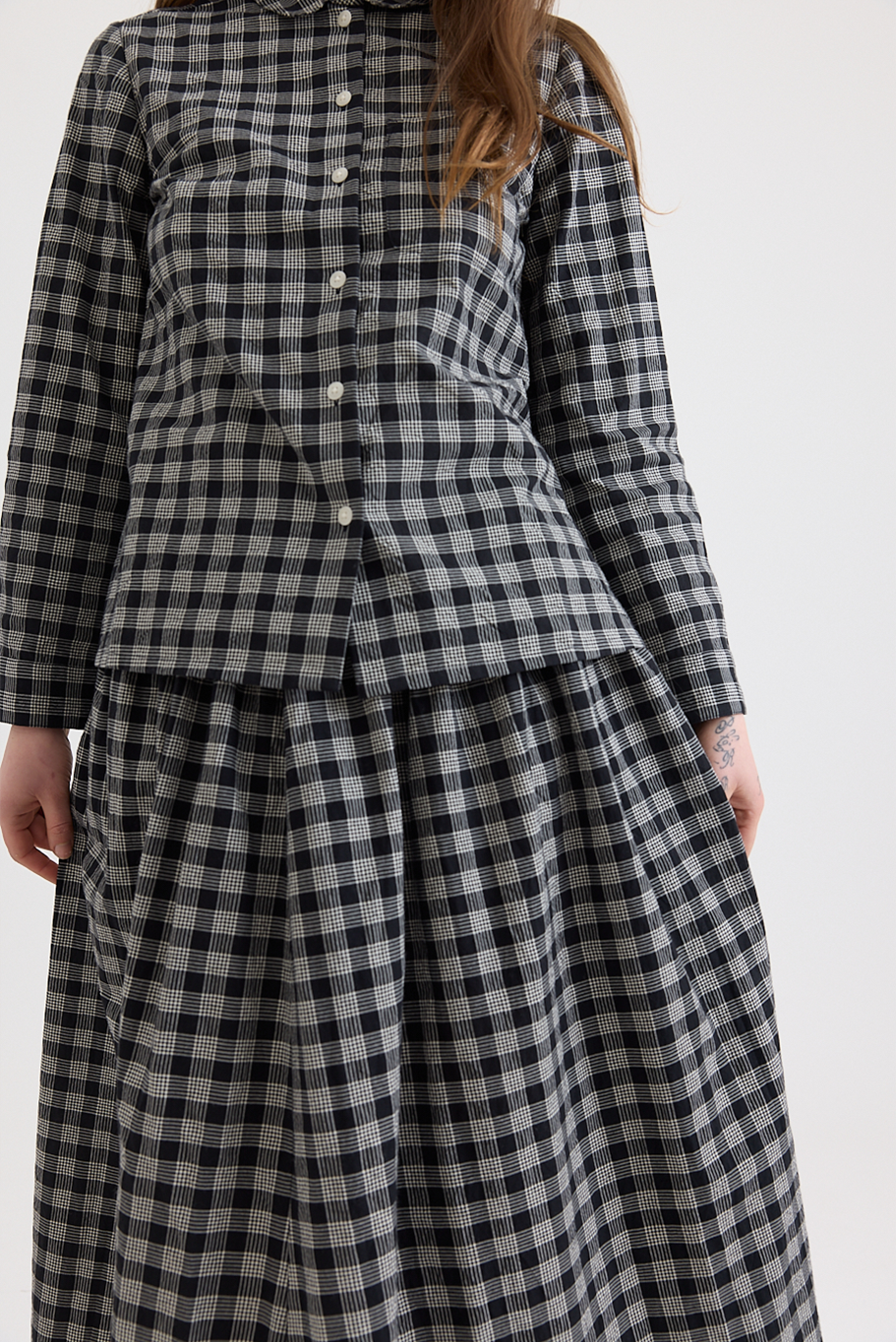 Toast - Ollie Binding Check Cotton Wool Shirt - Black/Ecru