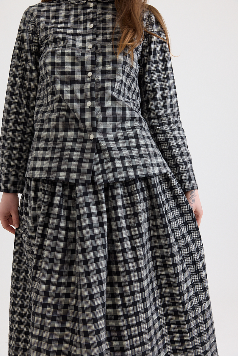 Toast - Ollie Binding Check Cotton Wool Shirt - Black/Ecru