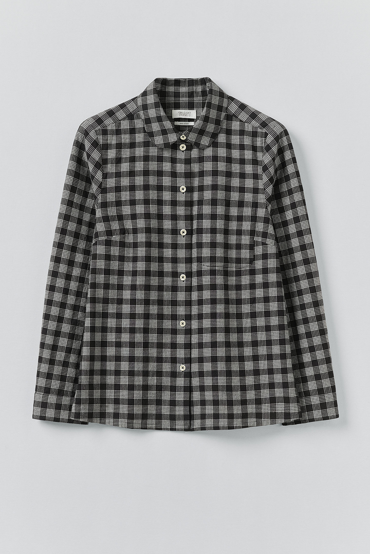 Toast - Ollie Binding Check Cotton Wool Shirt - Black/Ecru