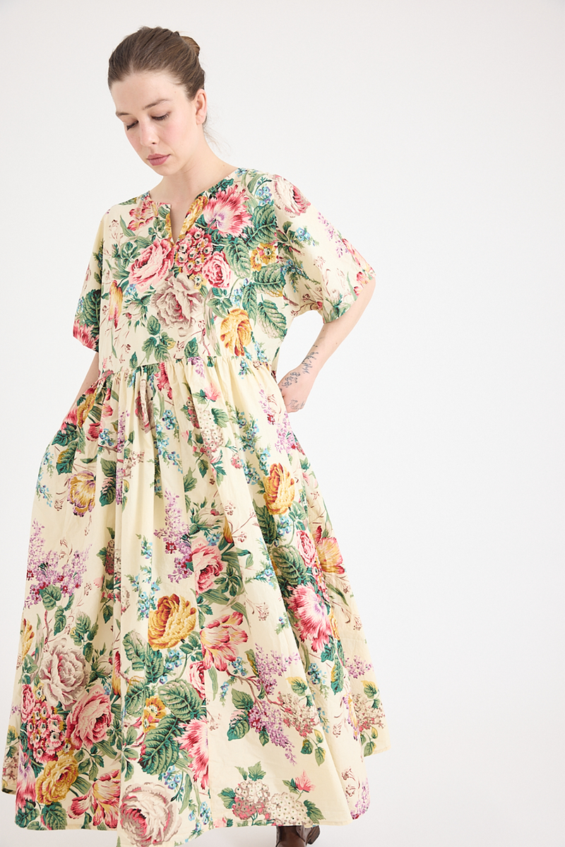 Metta - Paloma Dress - Bouquet Print Cotton Poplin